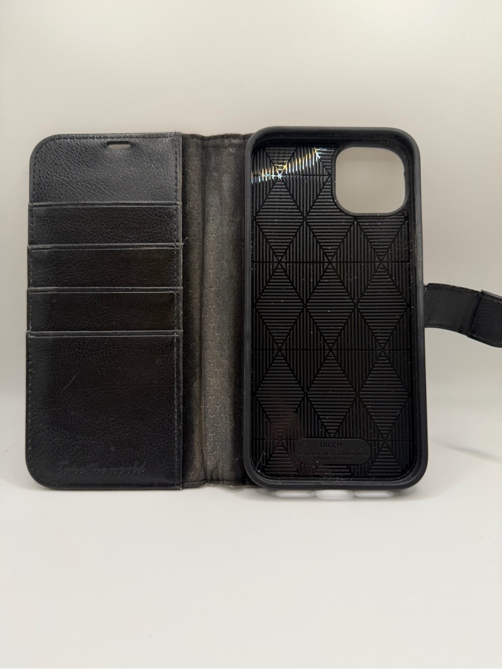 TUCCI iPhone 15 Plus Black Wallet Case 4 Card Holder